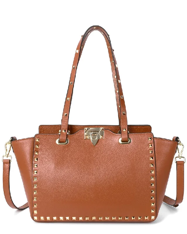 stylish handbags with high-end finishes -Tiffany & Fred Paris Studded Grained Leather Tote