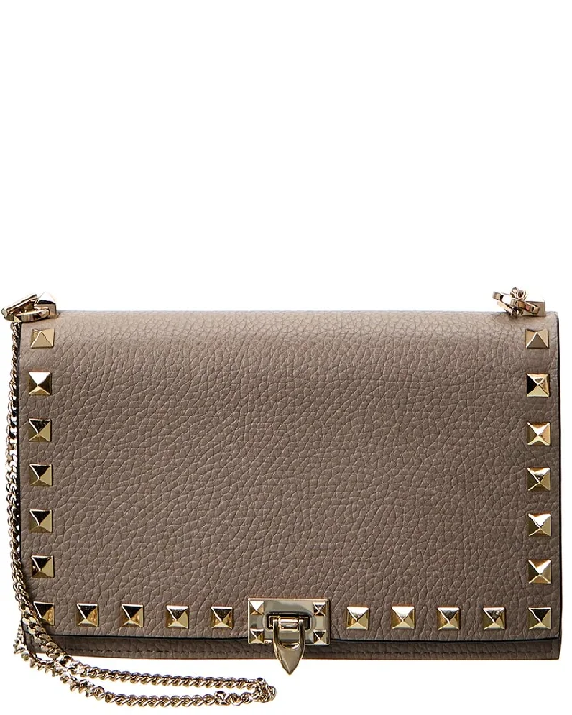 luxury handbags with understated elegance -Valentino Rockstud Grainy Leather Crossbody, os, Grey