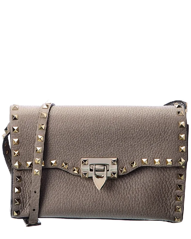 luxury handbags for chic travelers -Valentino Rockstud Small Grainy Leather Crossbody