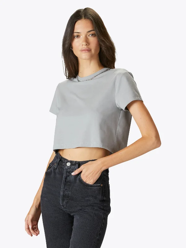 women’s smart casual sweaters-Almost Friday Tee Cropped | Granite Classic-fit PYCA Pro