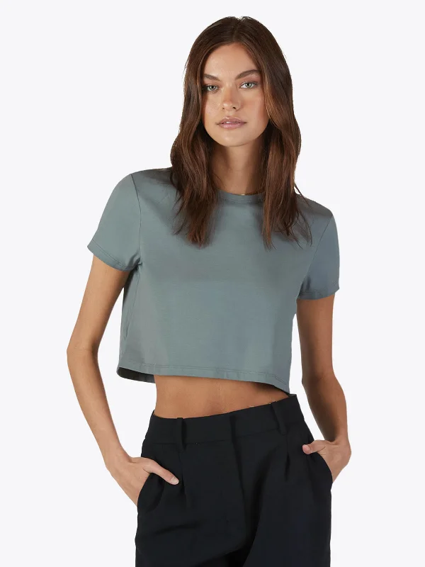 women’s smart casual skirts-Almost Friday Tee Cropped | Sage Classic-fit PYCA Pro