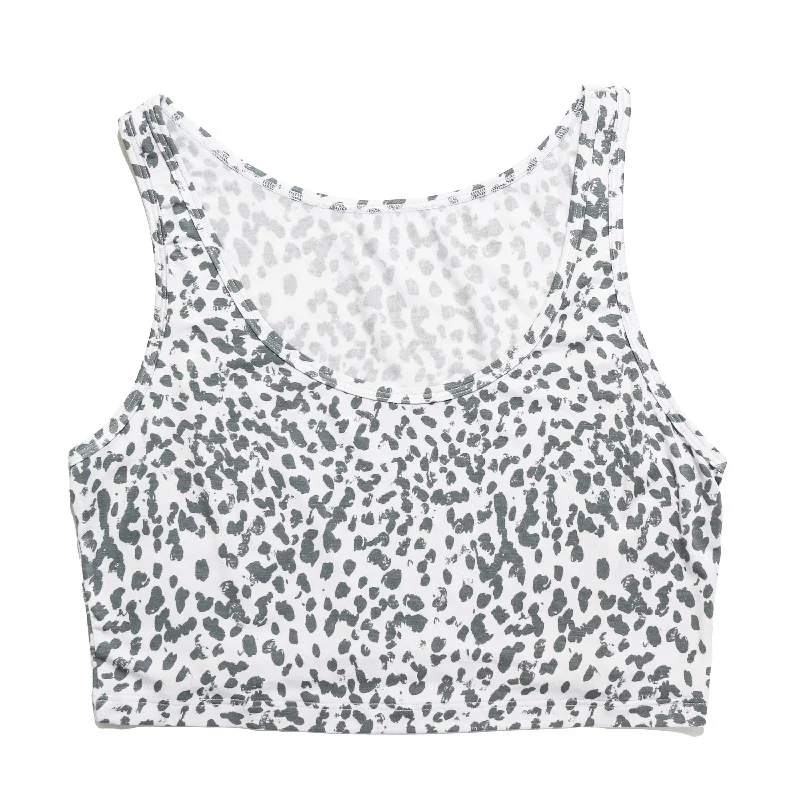 women’s elegant casual dresses-Unwind Modal Cropped Tank Top | Snow Leopard