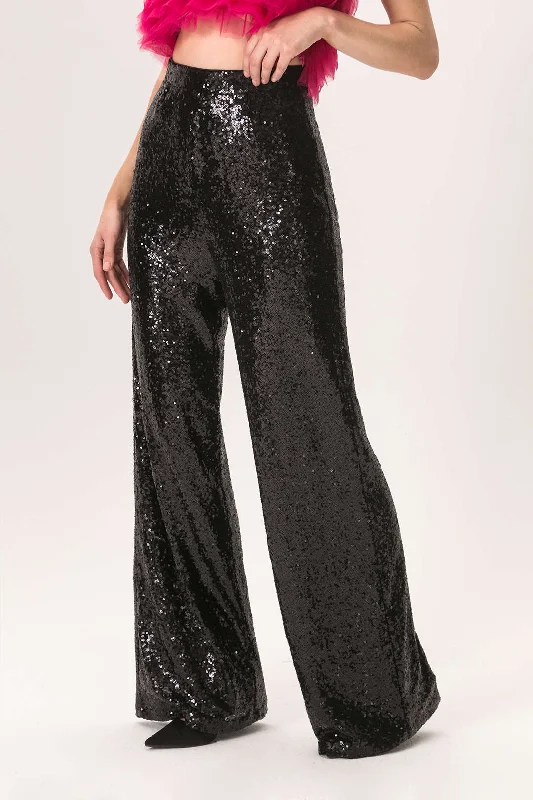 women’s cozy sweaters for fall-Sequin High Waisted Wide Leg Trousers