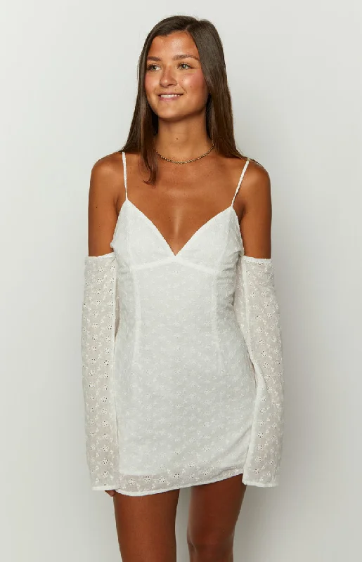 women’s casual knit dresses-Miami White Mini Dress