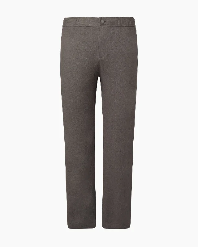 women’s comfortable work tops-Button Front Elastic Linen Pant | Charcoal Gray