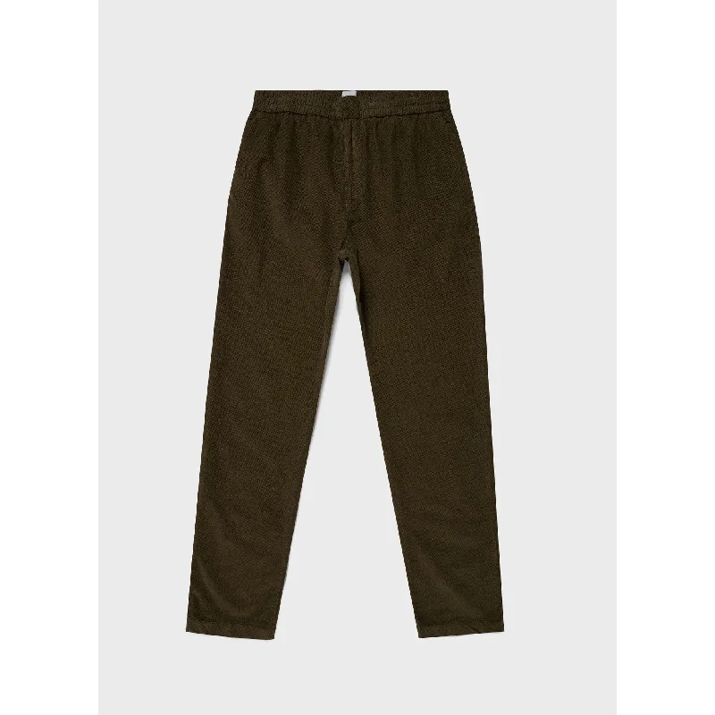 women’s cozy wool tops-Cellular Cord Drawstring Trouser | Men | Dark Olive