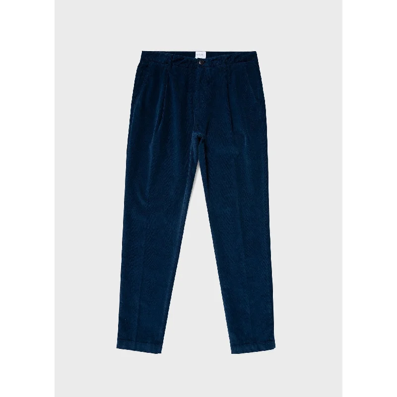 women’s chic printed pants-Corduroy Pleated Trouser | Men | k Blue