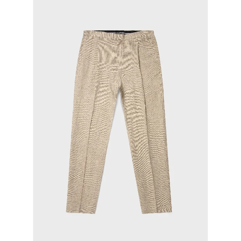 women’s comfortable summer cardigans-Pleated Linen Trouser | Men | Light Sand Puppytooth