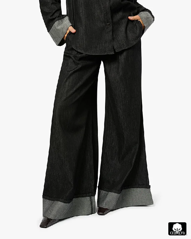 women’s elegant holiday wear-High Waisted Pleated Super Wide Leg Pant | Dark Grey