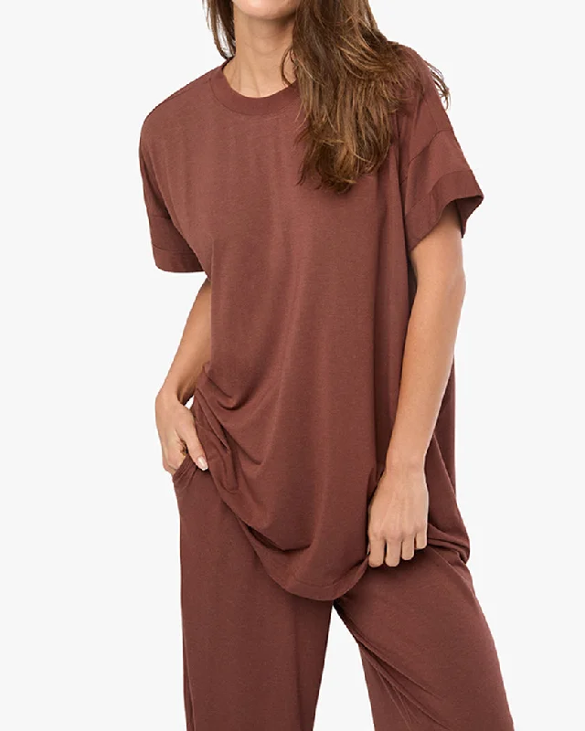 women’s cozy winter pants for work-Oversized Sleep Tee | Heather Java