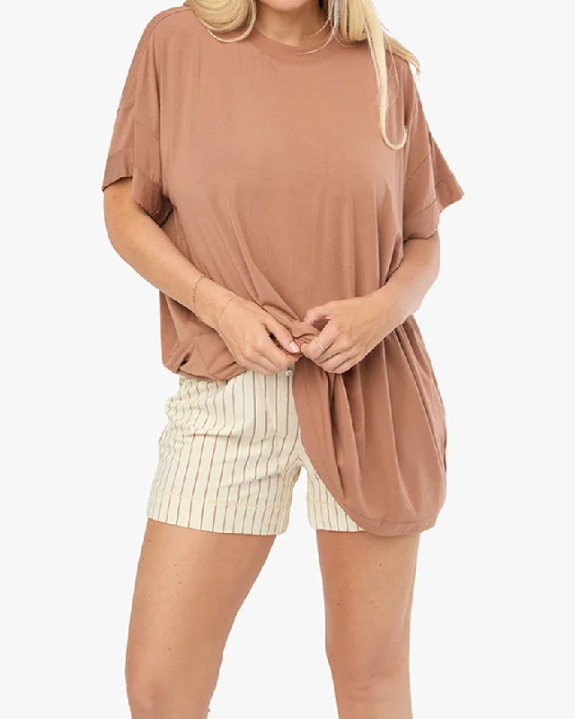 women’s chic cozy sweaters-Oversized Sleep Tee | Mocha Mousse