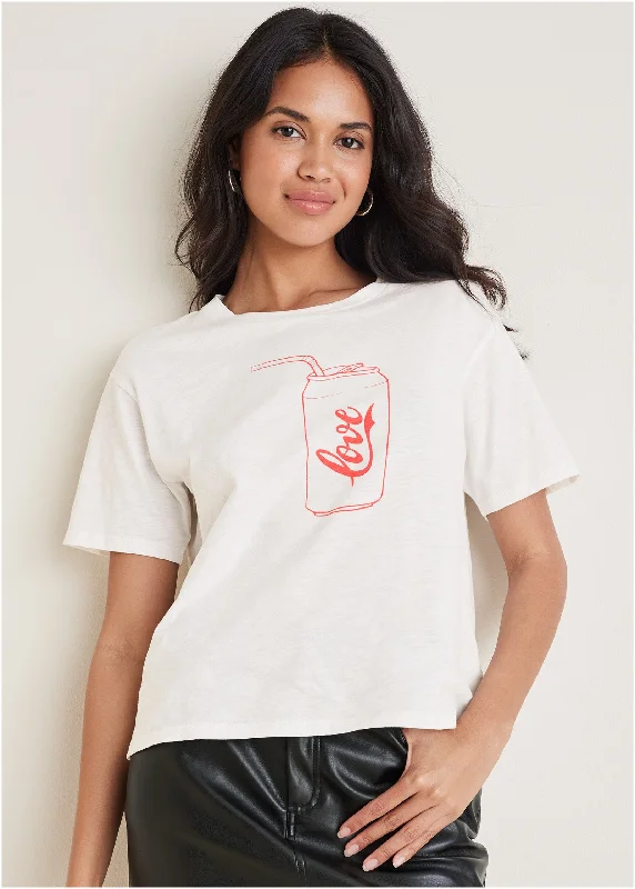 women’s formal winter skirts-Can Of Love Graphic Tee - Off White